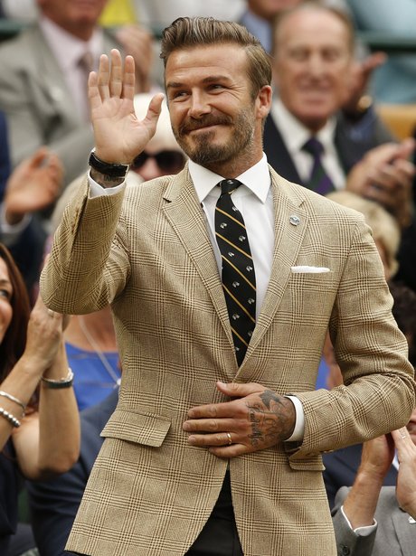 David Beckham waves to his adoring fans. - Star Spotting at Wimbledon ...