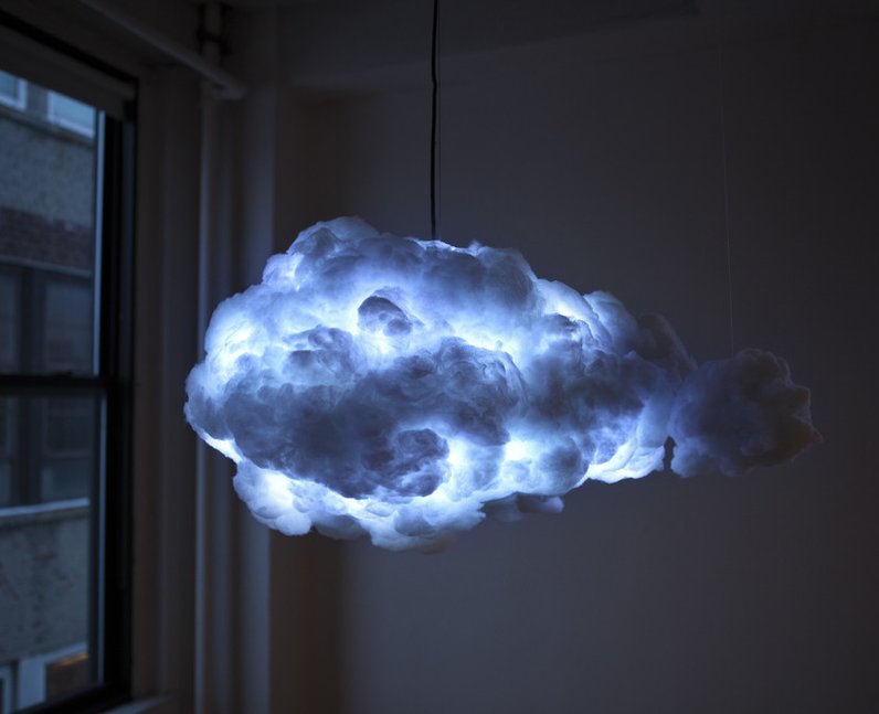 A lamp that looks likes a thunder cloud