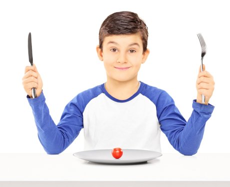 School dinners with knife and fork