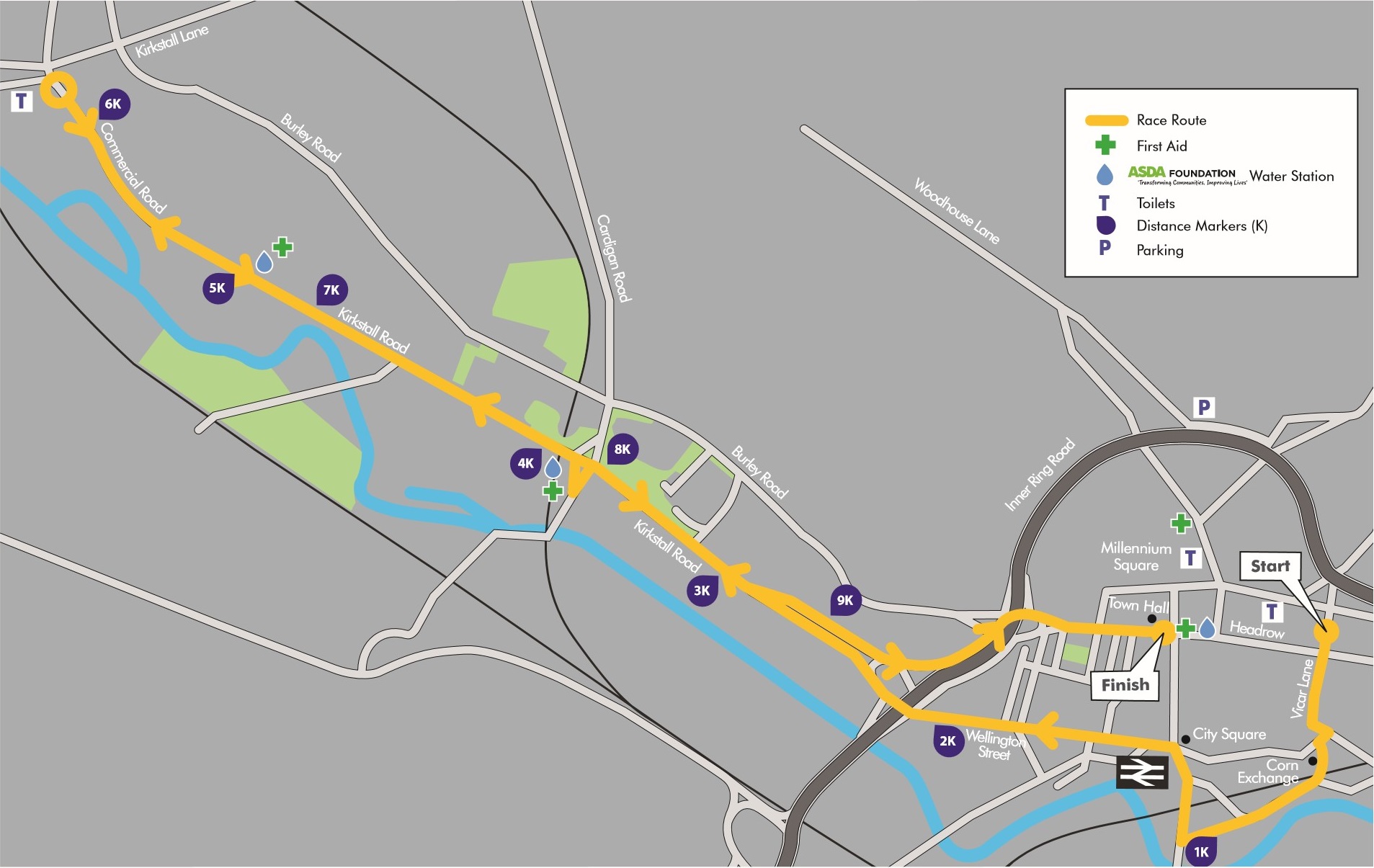 Leeds 10k Map route