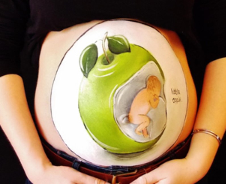 Apple painted baby bump