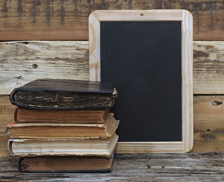 Books and Chalkboard