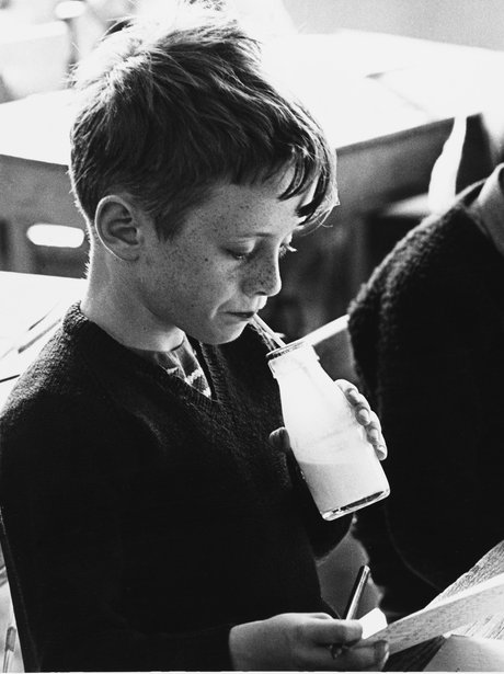 Back to school with a milk bottle during school break