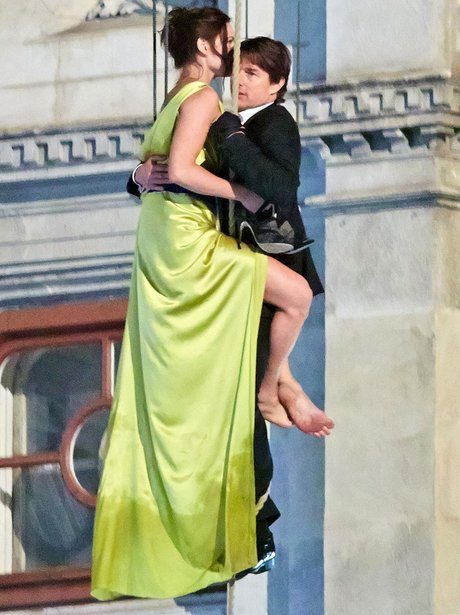 Tom Cruise and Rebecca Ferguson on set of Mission Impossible