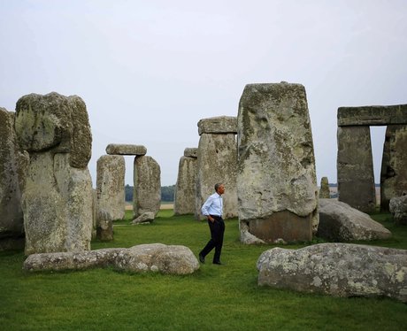 Barrack Obama At Stonehenge
