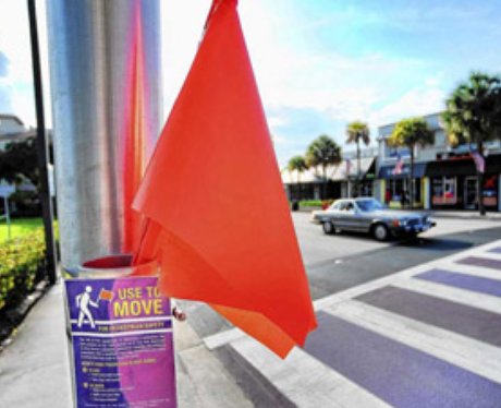 A red flag at a crossing