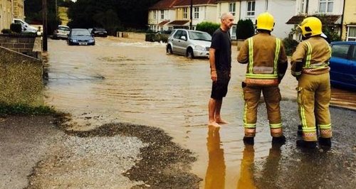 Flood after burst water main in Kingswood
