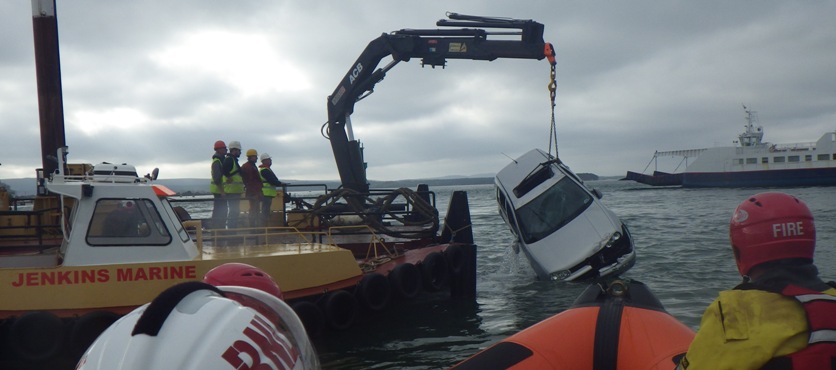 car in water at Sandbanks