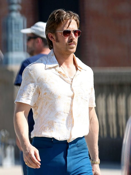 Ryan Gosling on set