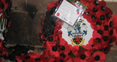 Vandal attack on poppy wreaths