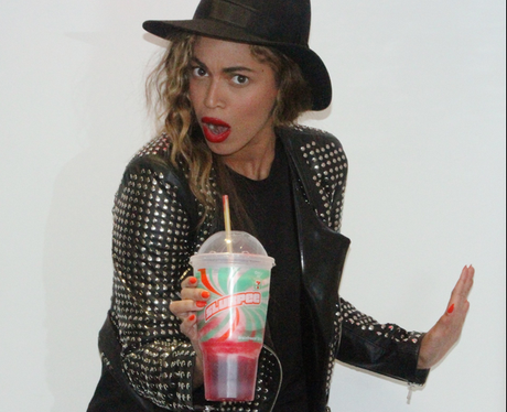 Beyonce with drink