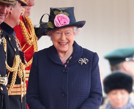 Friends in high places: The Queen cheerfully welcomes the President of ...