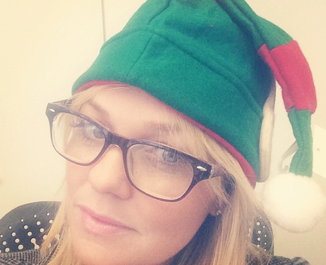 Emma Bunton in an elf hat