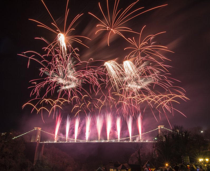 Fireworks on Clifton Suspension Bridge