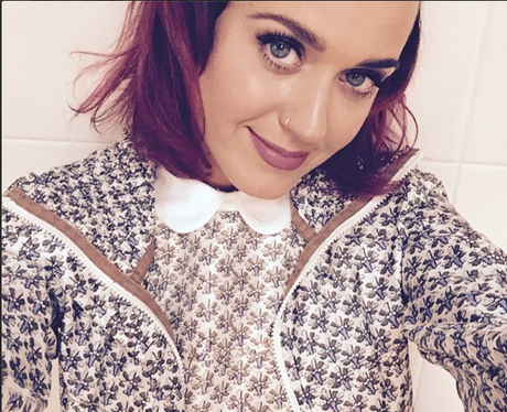 Katy Perry with purple hair on Instagram