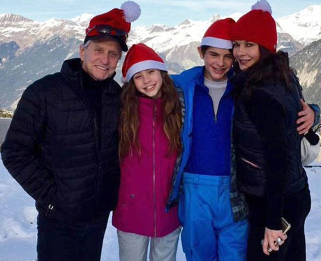 Catherine Zeta-Jones and Michael Douglas Skiing