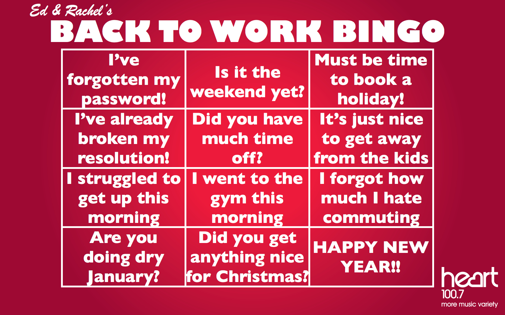 Back To Work Bingo - Heart West Midlands