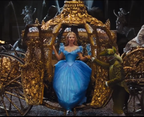 Cinderella stepping out of her carriage