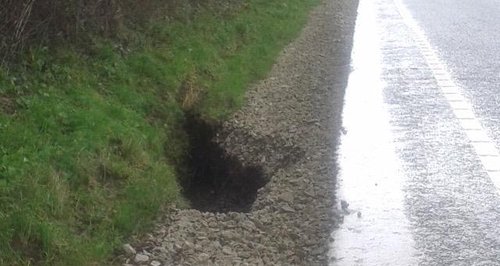 Hole on A30 near Scorrier