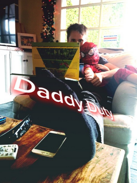Matt Bellamy and his little boy