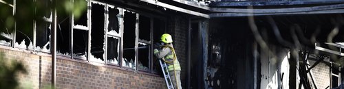 Firefighters at the council offices