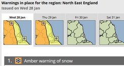 Amber warning North East