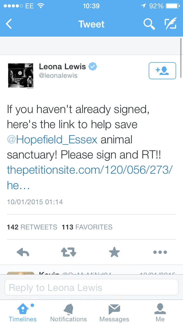 Hopefield support Leona Lewis