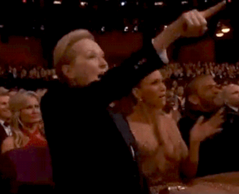 Meryl Streep cheering