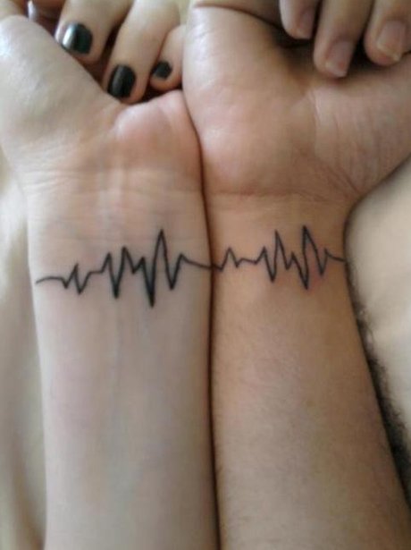 boyfriend and girlfriend matching tattoos hearts