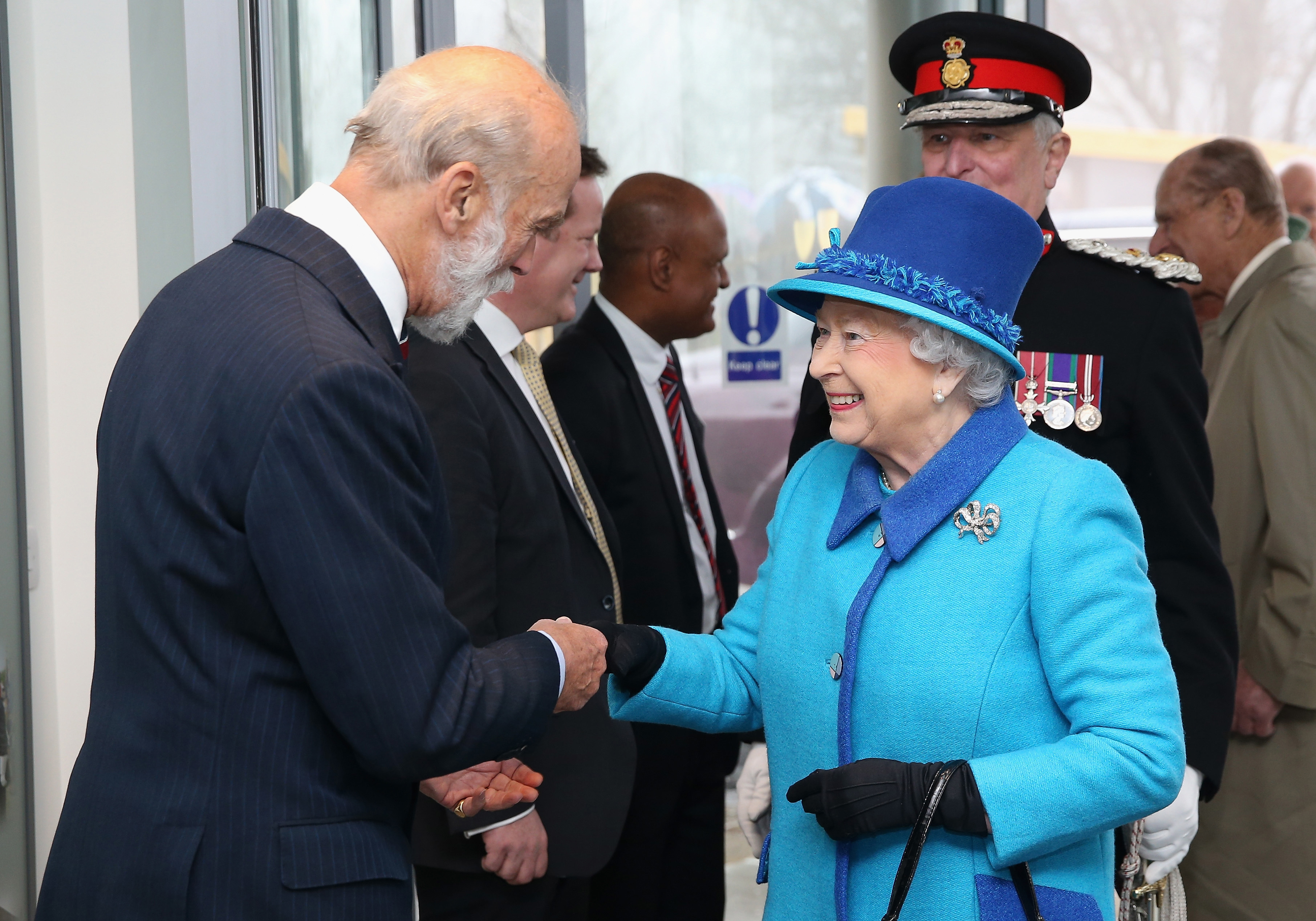 Queen Elizabeth II greets Prince Michael of Kent