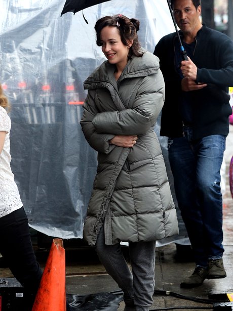 Dakota johnson on set