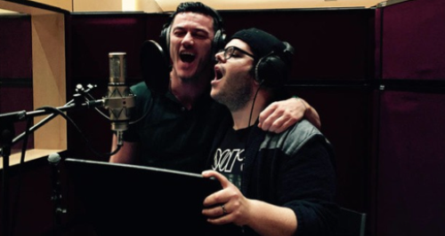 Luke Evans and Josh Gad recording songs fro beauty
