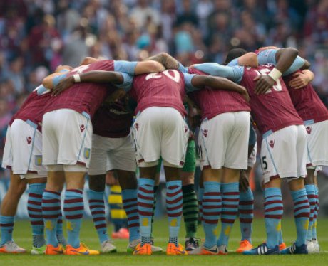 Villa team talk ahead of the FA Cup final
