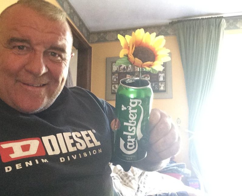 Shane's sunflower in a beer can