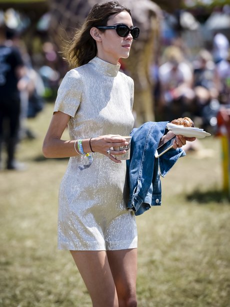 Alexa Chung Rocks A Mini Dress For Festival Season Celebrity Festival Icons Heart