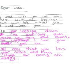 A note written to Luke by Stacey's children