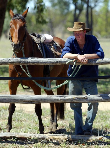 Prince Harry posing with his horse in Queensland, Australia