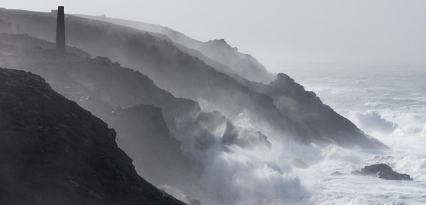 Cornwall waves cliffs tin mine