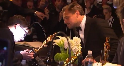 Leonardo DiCaprio engraving Oscar