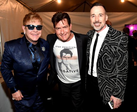 Sir Elton John, Charlie Sheen and David Furnish Aids Foundation party 2016