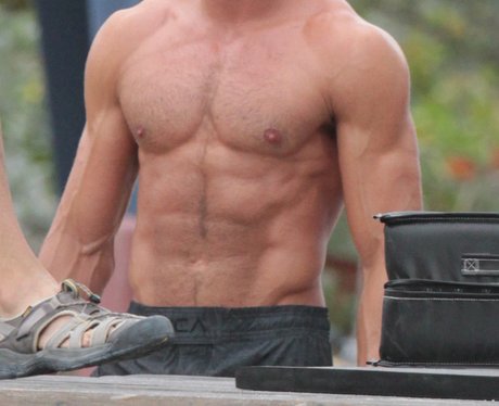Zac Efron Bay Watch on set