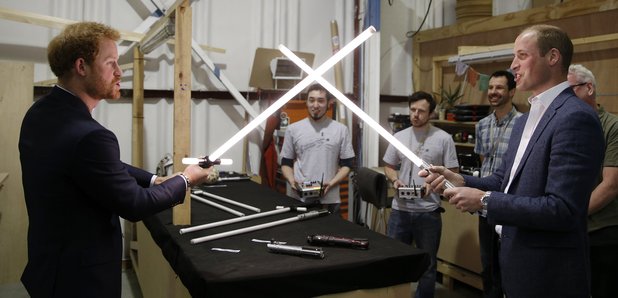 Prince William and Prince Harry on set Star Wars