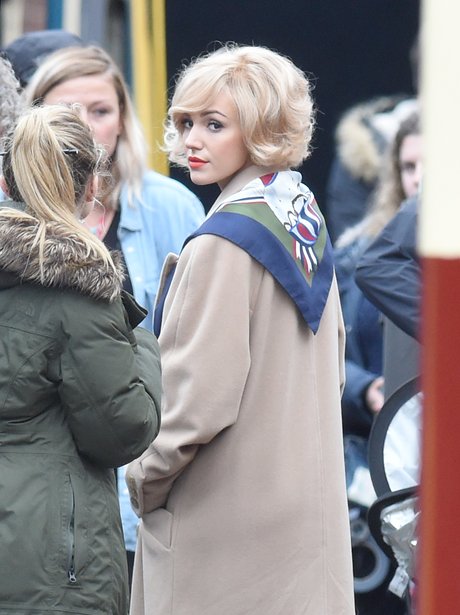 Michelle Keegan on set