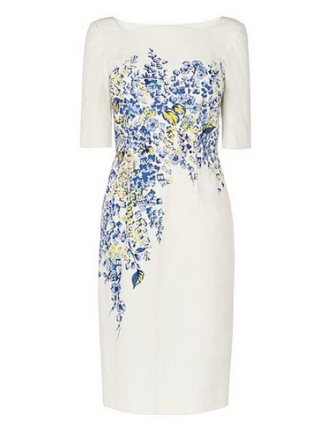 L.K. Bennett white dress with blue flowers