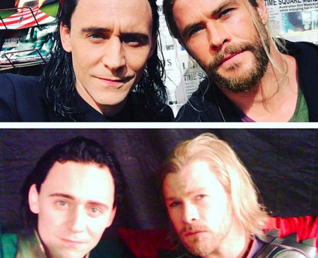 tom hiddleston and chris hemsworth recreate photo