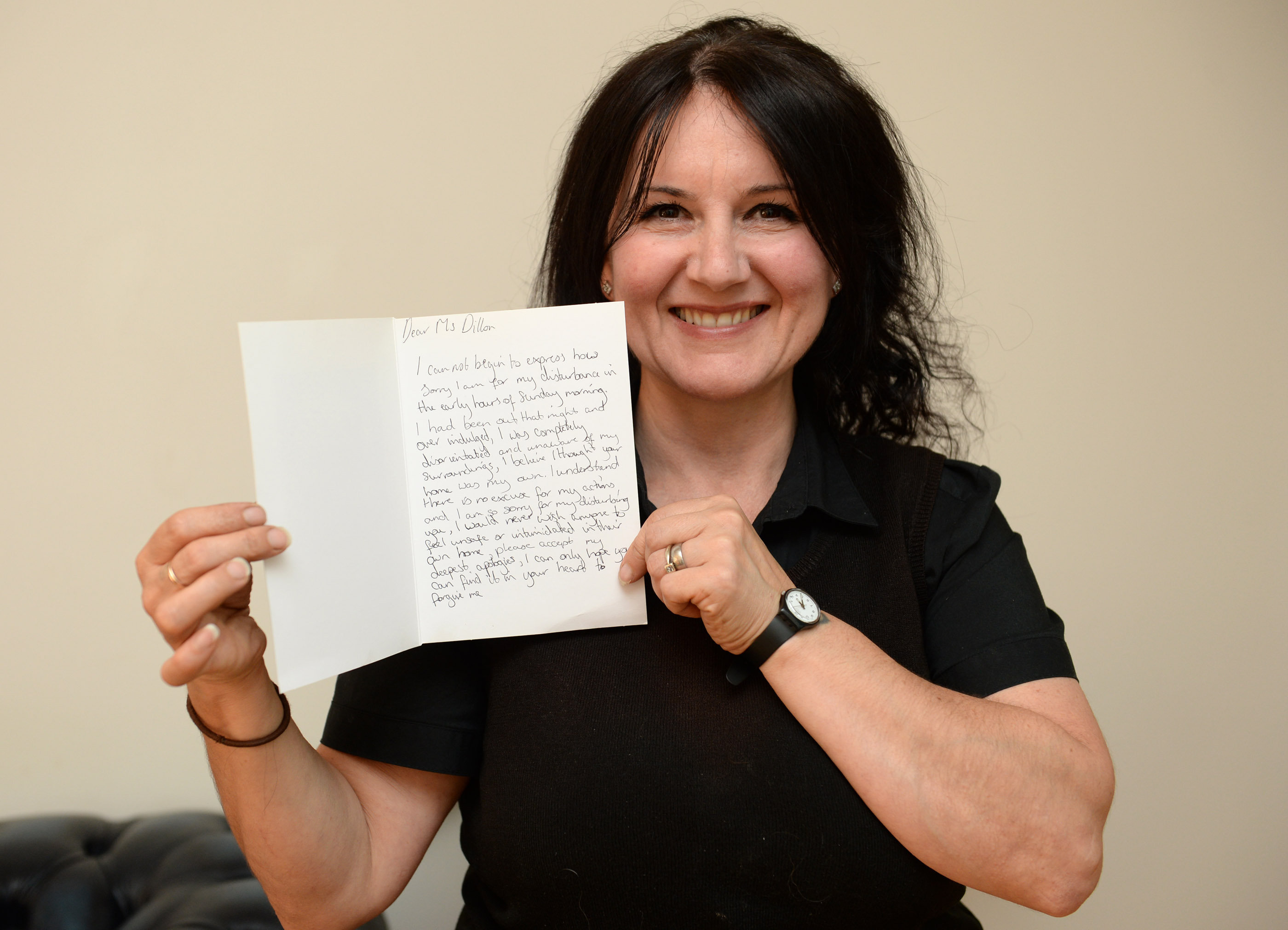 Anna Dillon receives apologetic letter from drunke