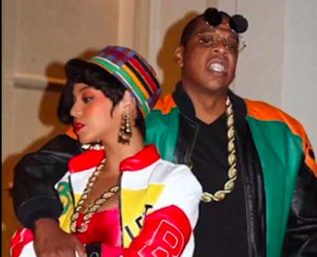 Beyonce, Jay Z, wear 80s, outfits.