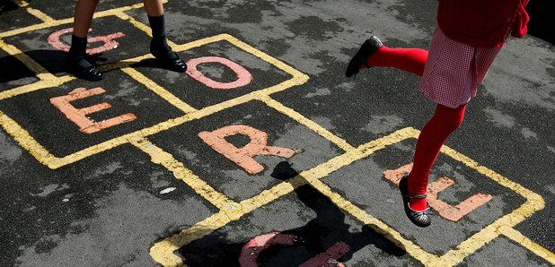 Children playing hopscotch