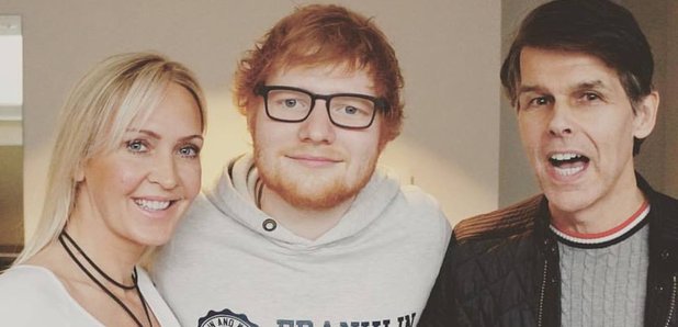 Ed Sheeran poses with Robin and Adele