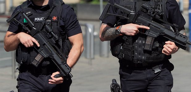 Armed police in Manchester